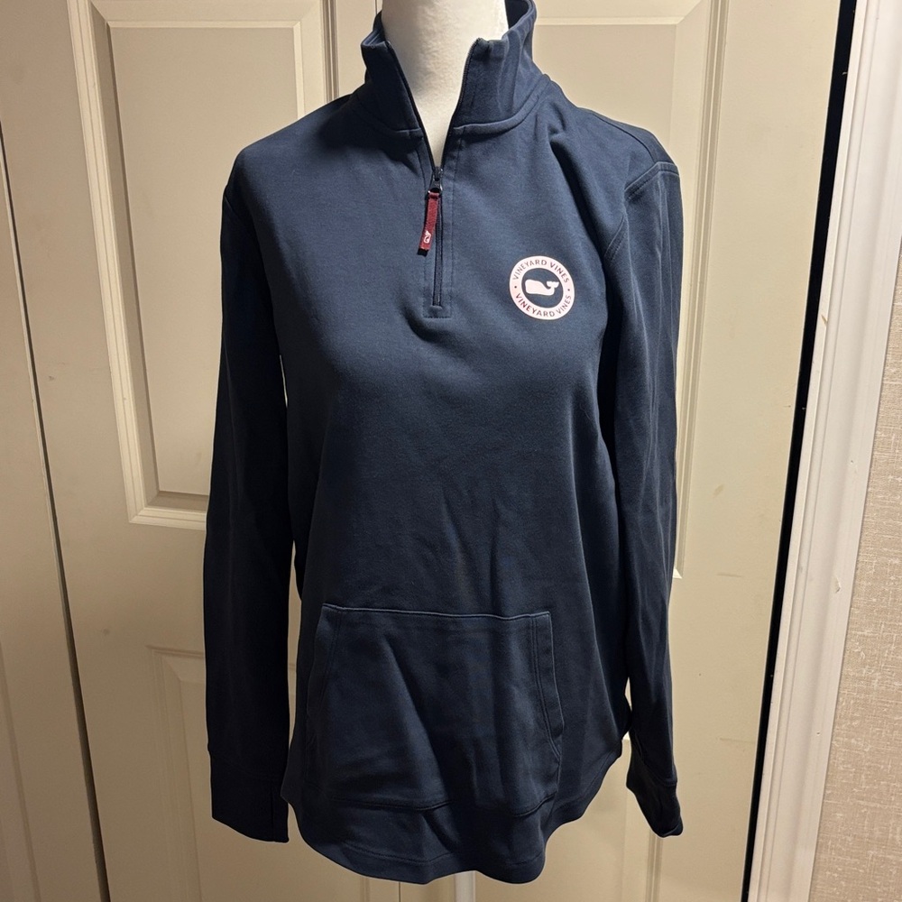 Vineyard Vines Women's Navy Half-Zip Pullover with Logo Patch